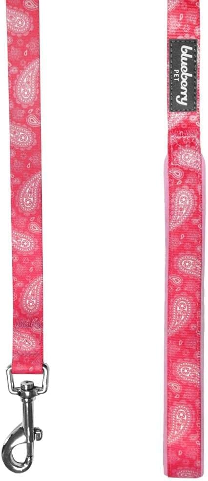 Blueberry Pet 5 Colors Paisley Flower Print Dog Leash with Soft & Comfortable Handle, 5 ft x 5/8", Pink, Small, Leashes for Dogs