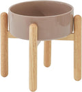 Ceramic 8.2inch Raised Dog Bowl with Stand for Large - Breed Dogs, Pet Food and Water Feeder(Single Bowl with Stand - Brown Coffee)