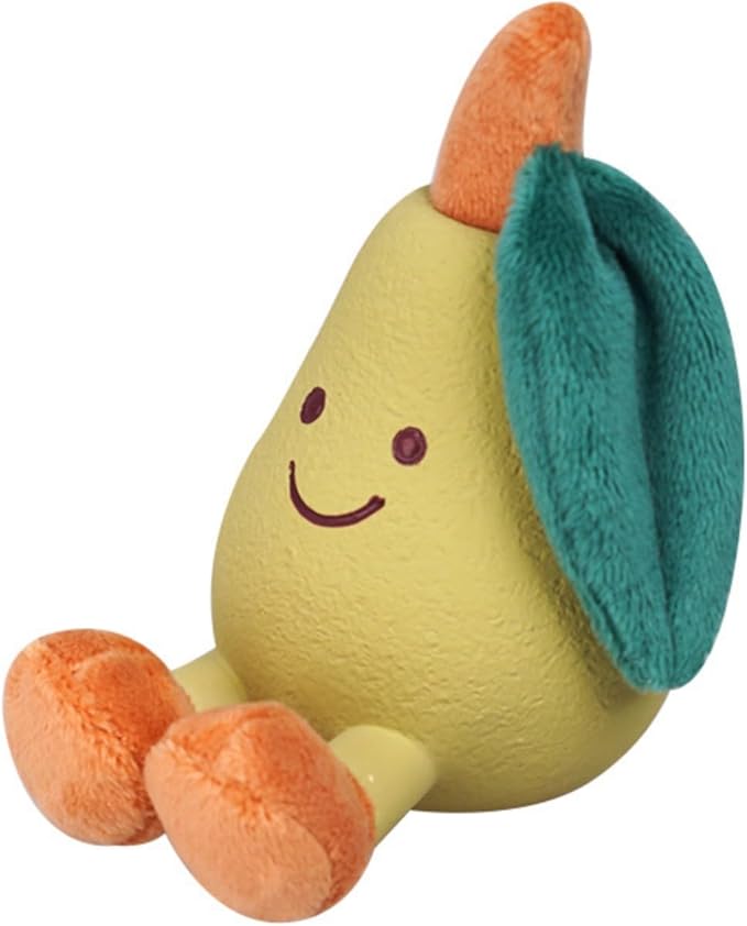 Playful Paws Fruit Dog Chew Toys Interactive Dog Toy with Squeak and Latex Plush Dog Toys for Puppies Small and Medium Dogs (Pear)