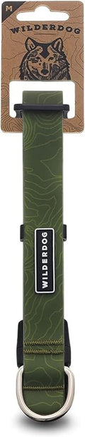 Wilderdog Waterproof Dog Collar - Repels Water & Dirt - Medium 13"-18" - Olive