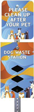 DISPENSE-ART™ collection "Abstract Dogs" - Custom UV printed design on rust-proof aluminum 7' dog waste station with 400 dog waste roll bags
