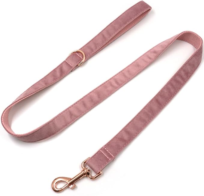 PETDURO Custom Dog Collar Personalized with Name Engraved Rose Gold Metal Buckle for Large Medium Small Girl Dogs - Dog Leash and Bow Tie Available - Soft Comfy Velvet (Champagne Pink RG, XS)