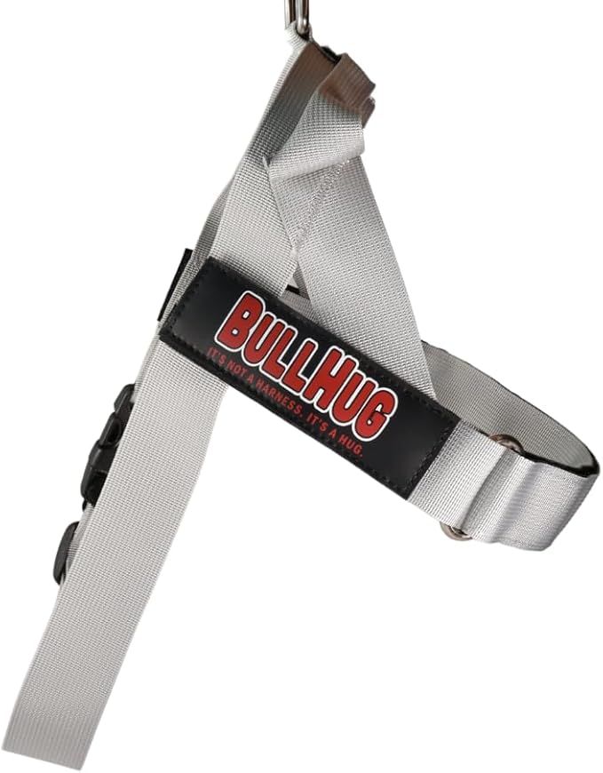 BULLHUG Adjustable Dog Harness– No Pull, No Choke – for English Bulldogs, French Bulldogs, Pugs & Broad-Chested Breeds – Easy, Safe Walks (Silver, Large)