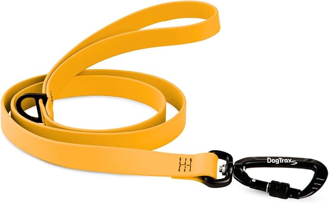 DogTraxs - Essential Dog Leash - Biothane Training Lead - for Small-Large Dogs - Waterproof & Odor Resistant - Self Locking Swivel Carabiner Durable -Made in USA -3 Feet –Orange Peach