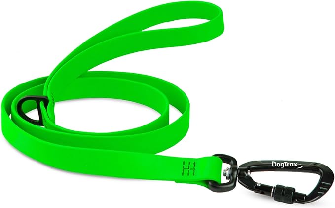 DogTraxs - Essential Dog Leash - for Small-Large Dogs - Waterproof & Odor Resistant - Self Locking Swivel Carabiner Durable - Made in USA - 5 Feet – Green