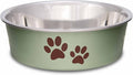 Loving Pets Bella Dog Bowls- Stainless Steel Dog & Cat Bowls - Spill Proof Dog Food Bowl, Cat Bowl, Puppy Essentials & Pet Supplies Great for Home & Travel (Small 10-20 lbs, Artichoke)
