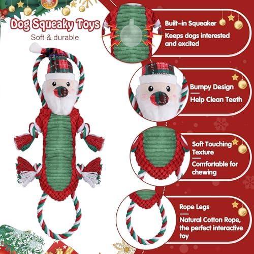 Newget Christmas Dog Toys with Squeaker for Aggressive Chewers - Cute Squeak Toys for Large, Medium, Small Dogs - Interactive Chew Toys, Durable for Puppy Teething