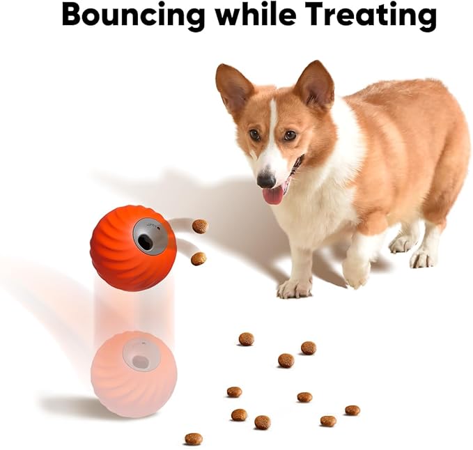 Interactive Pet Food Dispensing Ball, Electronic Treat Puzzle Toy for Dogs, 2.83 Inch Diameter, USB Type-C Charging (Blue)