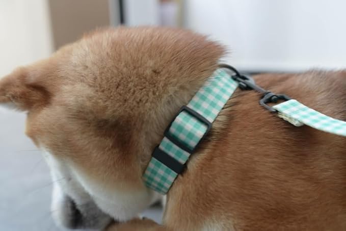 Dog Collars for Large Dogs - Safety Buckle Durable Plastic Light-Weight, Girl Boy Dogs Collar for Big Dog Collar with Plaid Patterns - Soft Adjustable Pet Collars (Green Plaid, L)