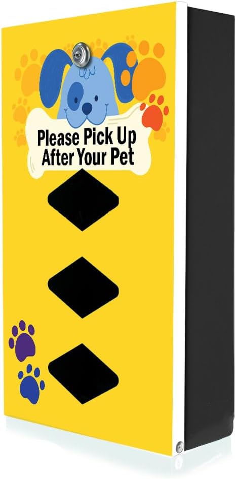 Dispense-Art™ Collection Cartoon Dogs - Custom UV Printed Design on Rust-Proof Aluminum 7' Dog Waste Station with 400 Dog Waste roll Bags - Over 500k Stations Sold in US