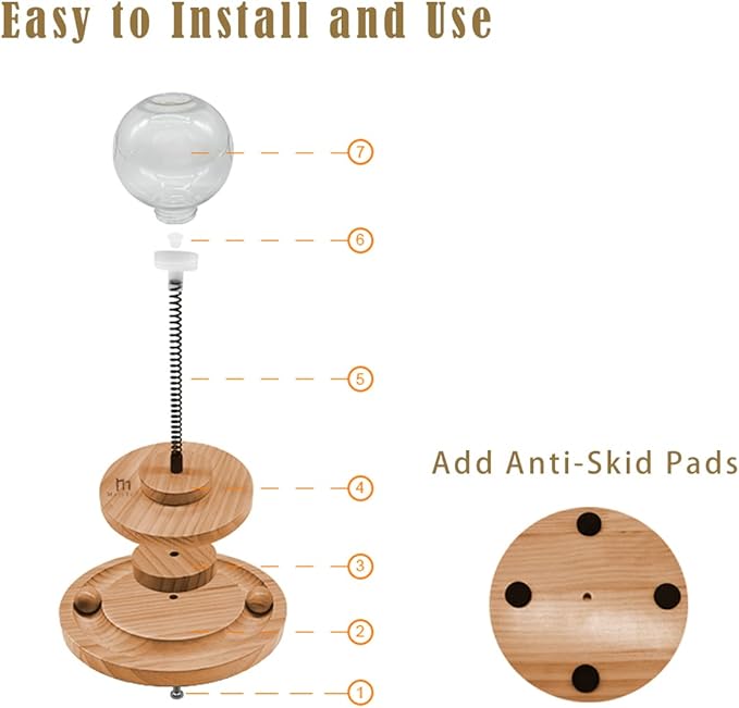 Marchul Cat Ball Toy with Treat Ball, Kitten Treat Dispenser with Roller Track Catnip Balls, Interactive Cat Toys Wooden for Indoor Kitten, Food Toy with Automatic Slow Feeder