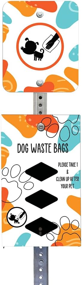 DISPENSE-ART™ collection "Abstract Paw" - Custom UV printed design on rust-proof aluminum 7' dog waste station with 400 dog waste roll bags