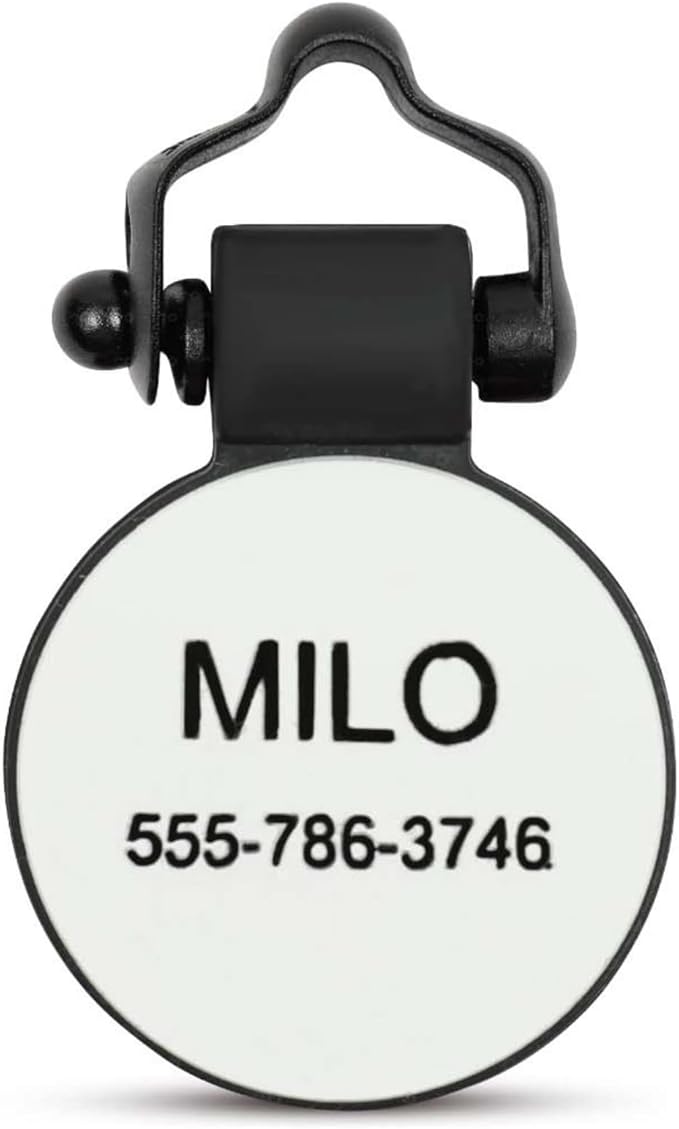 SiliDog - The Original Silicone Silent Dog Tag - Personalized Engraved Soundless Pet ID - As Seen On Shark Tank - Durable - Never Fades - Circle - White