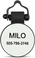 SiliDog - The Original Silicone Silent Dog Tag - Personalized Engraved Soundless Pet ID - As Seen On Shark Tank - Durable - Never Fades - Circle - White