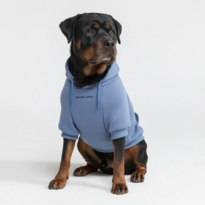 Spark Paws Dog Hoodie – Premium Dog Sweater for Small, Medium, and Large Dogs | Warm Outfits for French Bulldogs, Pitbull, Puppy, Winter Jacket Alternative - Slate Blue - 5XL