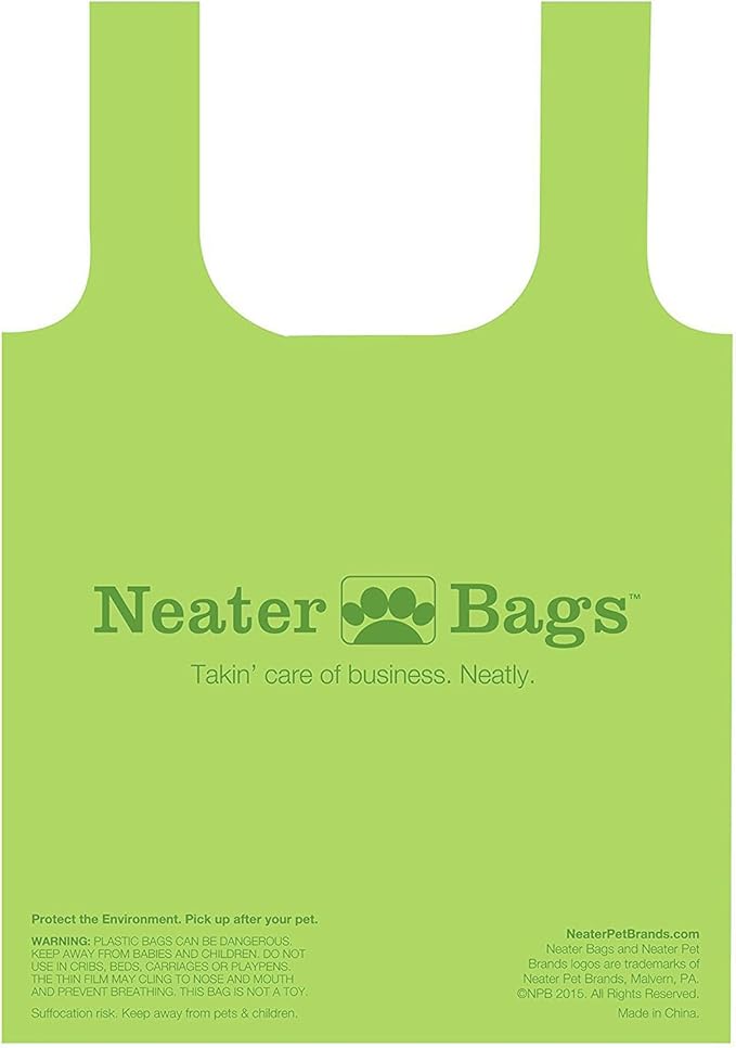 Neater Pet Brands Neater Bags Dog Waste Bag, No Rolls to Fuss With - Dog Poop Bags Dispense One at a Time, Doggie Poop Bag with Easy-Tie Handles (90 Count)