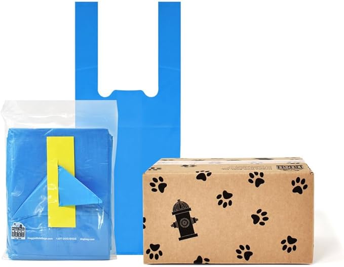 700 Tie-Handle Bags (10 packets of 70), Extra Large Strong Doggy Waste Bags, Easy Dispensing and Leak Proof Poo Bags for Dog Waste Station (Blue, 700)