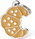My Family Personalized Pet ID Tag Made in Italy, Croissant, Free Engraved Dog Tag, Hand Enameled Metal, Food Collection