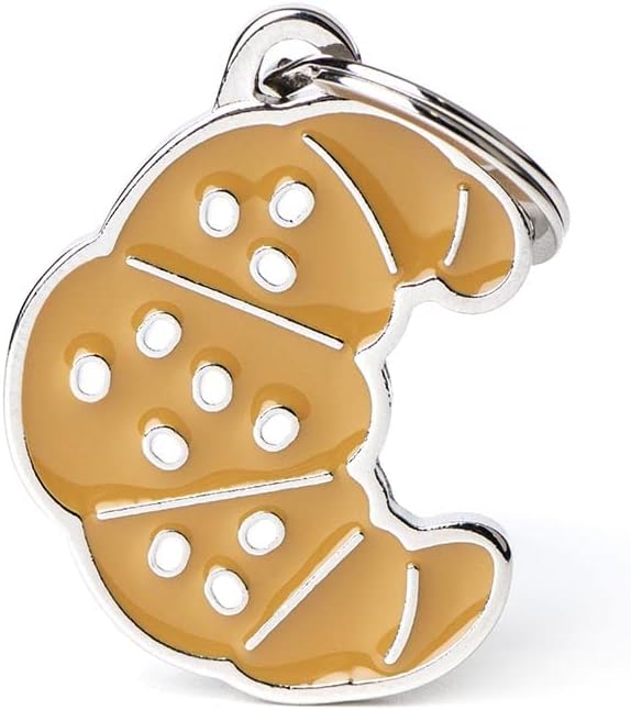 My Family Personalized Pet ID Tag Made in Italy, Croissant, Free Engraved Dog Tag, Hand Enameled Metal, Food Collection