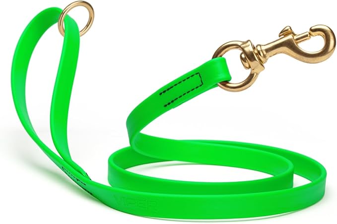 Viper Biothane K9 Working Dog Leash Waterproof Lead for Tracking Training Schutzhund Odor-Proof Long Line with Solid Brass Snap for Puppy Medium and Large Dogs 6ft, Tropical Green