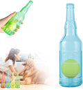 Drkicsy Pet Chew Beer Bottle with Tennis Ball Dog Chew Toy, Water Bottle Interactive Dog Toys for Chewing and Playing, Crunch and Play Bottle Dogs Toy with Squeaky Sound (Blue, Small)