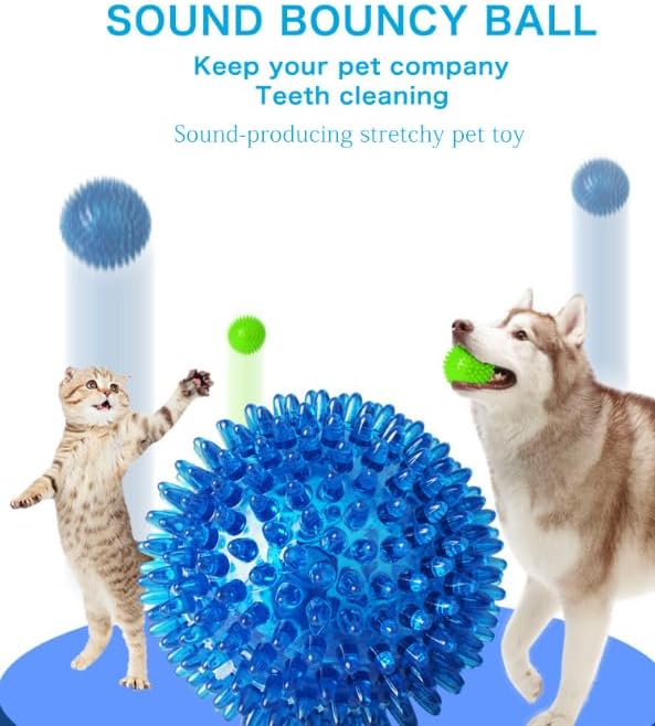 Soft Transparent Spiky Dog Chew Ball, 6.5 CM, Blue Bite Resistant Training Toy for Puppies and Cats Tool