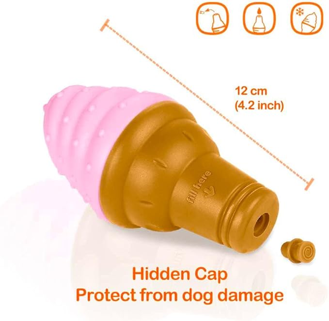 LaRoo Dogs Toys for Summer Cooling, Frozen Dog Toys, Full with Water Frozen, Prevention of Heat Stroke Upgraded Teething Chew Toy (Ice Cream Shape-Purple).
