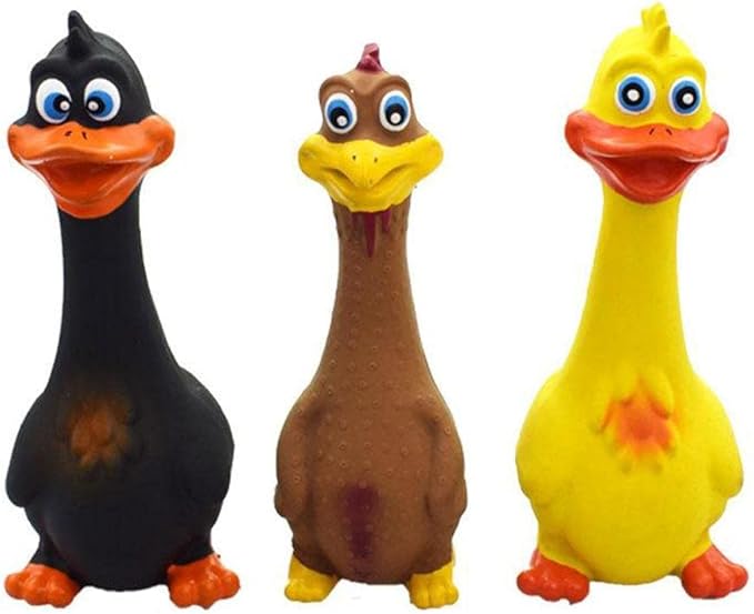Rubber Chicken Screaming Dog Chew Aggressive Chewer, Tough Dog Chews Toy, Dog Small Medium Large Dogs, Non-, Brown 17x6cm