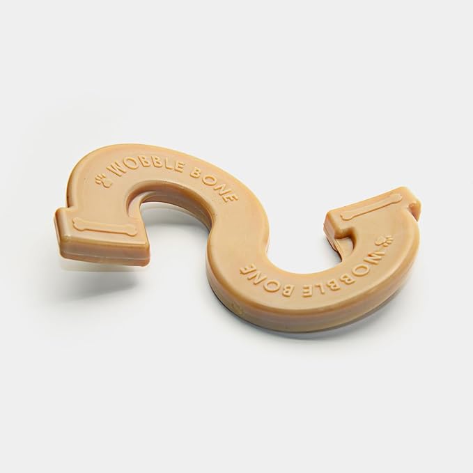 Wobble Peanut Butter Fancy Bone - Delicious & Fun Dog Peanut Butter Toy - Tough Long Lasting Dog Bones Made in USA- Designed for Larger Canines, 3.75In X 6.75In