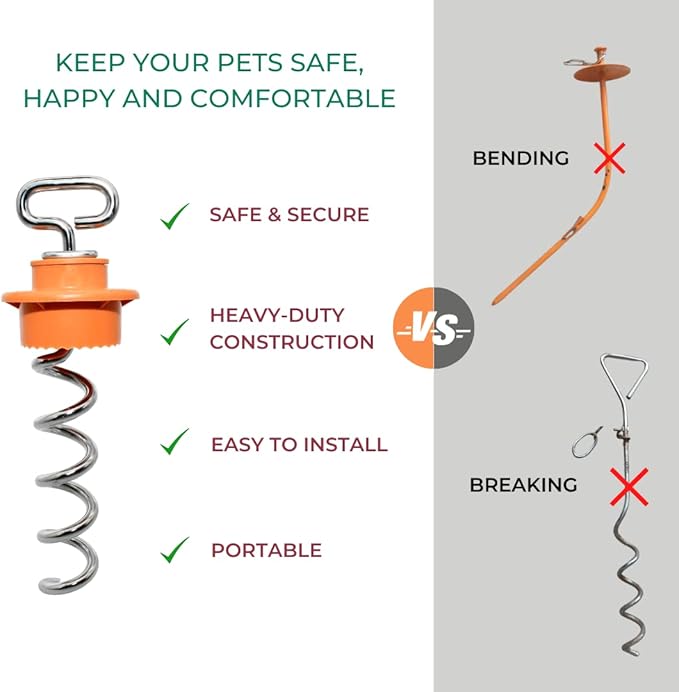 IntelliLeash Intelli-Stayk with 20' Cable for Dogs up to 35 Pounds