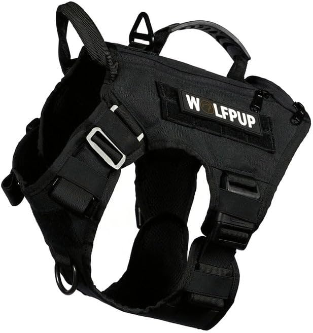 Tactical Dog Vest Harness (Alpha Black, X-Large)