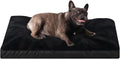 Dog Crate Bed Waterproof Deluxe Plush Dog Beds with Removable Washable Cover Anti-Slip Bottom Pet Sleeping Mattress for Large, Medium, Jumbo, Small Dogs, 29 x 18 inch, Black