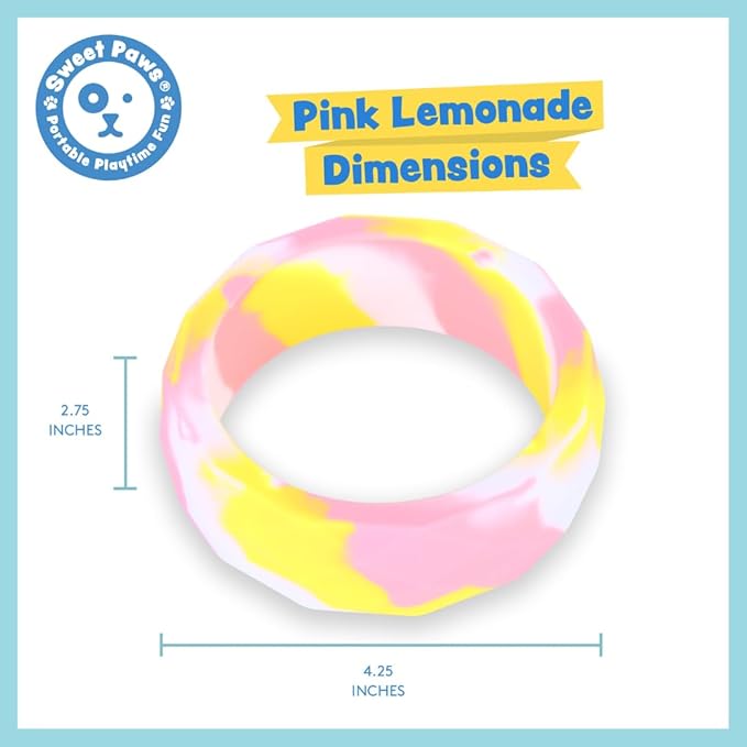 Chunky Teething Rings for Dogs, Bracelet Food Grade Silicone Puppy Chew Toys for Large Puppies, Durable Dog Ring Toy for Medium Large Dogs, Puppy Teething Chews - Pink Lemonade
