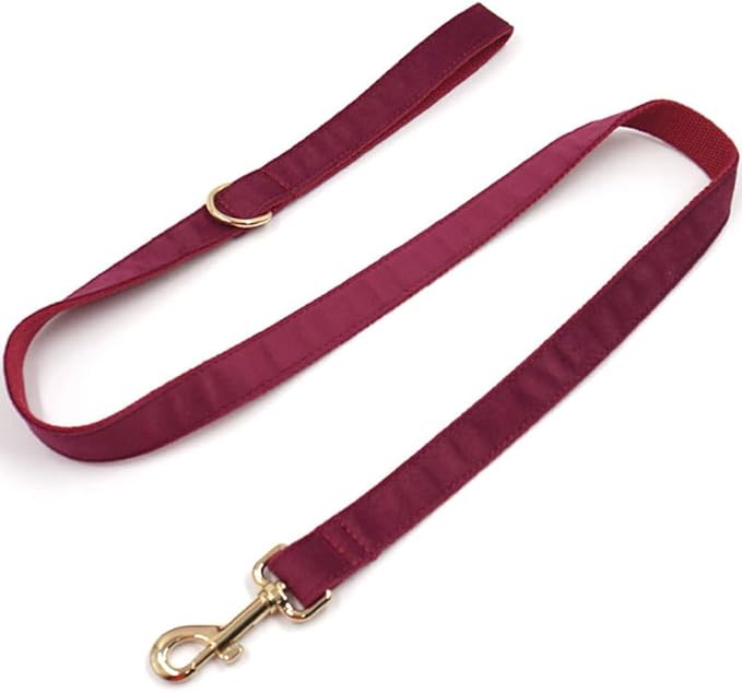 PETDURO Custom Dog Collar Personalized with Name Engraved Gold Metal Buckle for Large Medium Small Girl Dogs - Dog Leash Bow Tie and Harness Available - Soft Comfy Velvet (Claret G, XS)