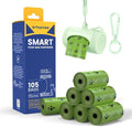 Dog Poop Bags Rolls with Retractable Poop Bag Holder, Leak Proof and Extra Thick Lavender Pet Waste Bags, 70% Recycled GRS Certified, 1 Dispenser and 105 Bags for Doggy Walking & Cat Litter