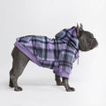 Spark Paws Dog Hoodie – Premium Dog Sweater for Small, Medium, and Large Dogs | Warm Outfits for French Bulldogs, Pitbull, Puppy, Winter Jacket Alternative - Purple Plaid - XL
