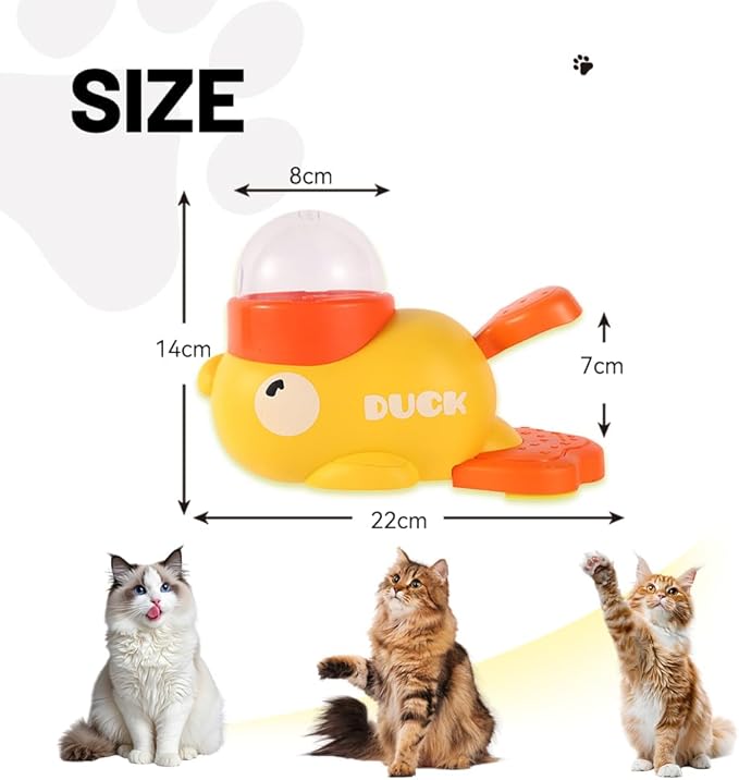 Duck Cat Treat Dispenser - Cat Treat Dispenser Toy Interactive with Button & Clear Treat Window, Food Puzzle Slow Feeder Toys Forcats and Small Medium Dogs, IQ Training and Boredom Relief (1Set)