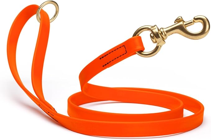 Viper Biothane K9 Working Dog Leash Waterproof Lead for Tracking Training Schutzhund Odor-Proof Long Line with Solid Brass Snap for Puppy Medium and Large Dogs 4ft, Hunter Orange