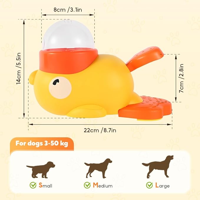 Duck Cat Treat Dispenser, 2026 New Interactive Dog Food Dispenser Toy with Button, Ducks-Shaped Treat Dispenser for Small Medium Dogs (1)