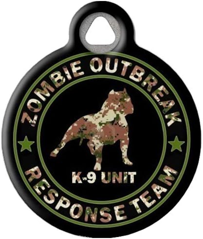 Dog Tag Art Zombie Our Break Response Team K9 Unit Personalized Pet ID Tag for Dogs, Silent Polymer Coated Stainless Steel Nametag with Customized Identification Information, Small .875" Diameter