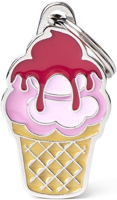 My Family Personalized Pet ID Tag Made in Italy, Ice Cream, Free Engraved Dog Tag, Hand Enameled Metal, Food Collection