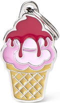 My Family Personalized Pet ID Tag Made in Italy, Ice Cream, Free Engraved Dog Tag, Hand Enameled Metal, Food Collection
