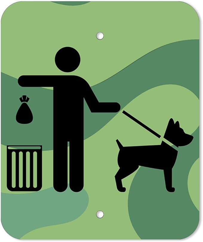 DISPENSE-ART™ collection "Green Land Abstract" - Custom UV printed design on rust-proof aluminum 7' dog waste station with 400 dog waste roll bags