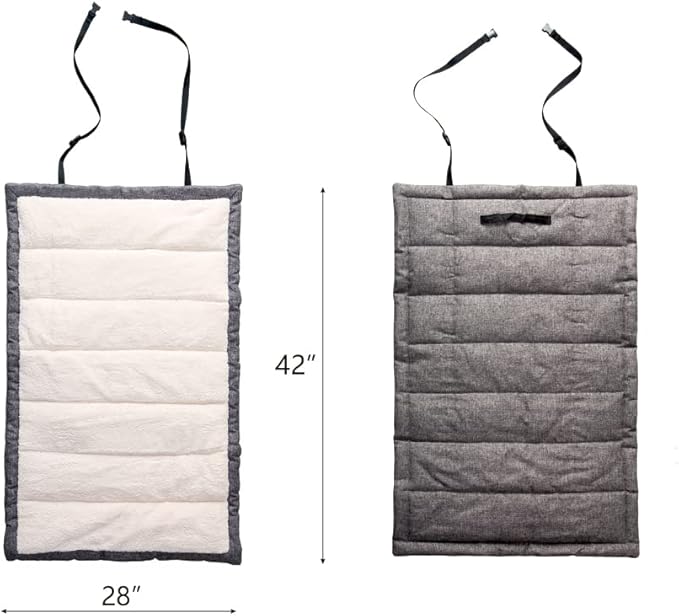 Outdoor Dog Bed, Portable Dog Travel Mat, Rollup Pet Camping Gear, Crate Pad with Carry Handles for Large Dogs, Super Soft, Machine Washable, 42 * 28” Grey