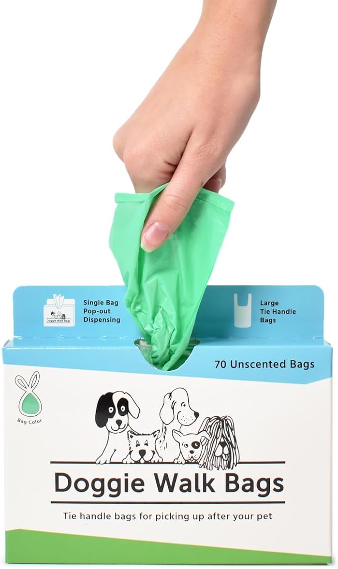 Easy-Tie Handle Dog Poop Bag, Extra Large Strong Doggy Waste Bags, Scented Easy Dispensing and Leak Proof Poo Bags