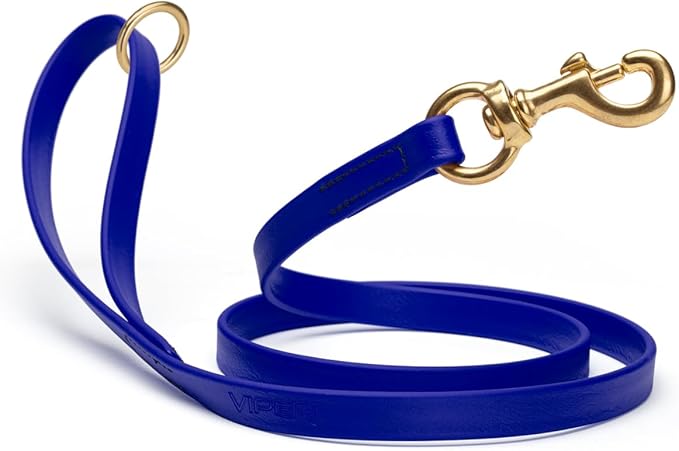Viper Biothane K9 Working Dog Leash Waterproof Lead for Tracking Training Schutzhund Odor-Proof Long Line with Solid Brass Snap for Puppy Medium and Large Dogs 6ft, Blueberry Royal