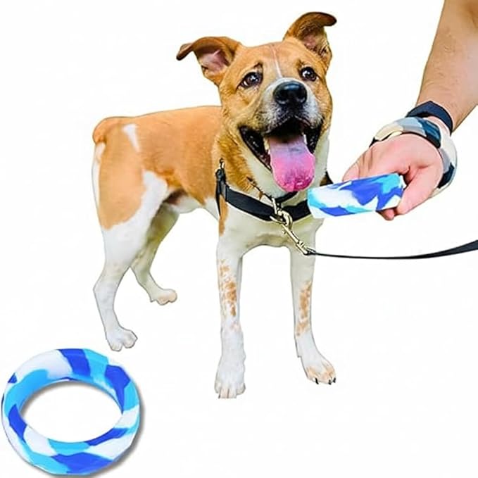 Chunky Teething Rings for Dogs, Bracelet Food Grade Silicone Puppy Chew Toys for Large Puppies, Durable Dog Ring Toy for Medium Large Dogs, Puppy Teething Chews - Blueberry Smoothie