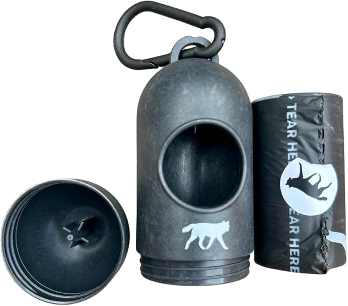 Compostable Dog Poop Bags with Balck Dispenser, Plant-Based, TUV Certified, Unscented, Leak-Proof, 7 Rolls, 105 Bags, Black