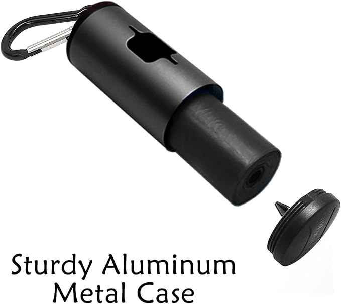 Aluminum Dog Poop Bags Holder with Carabiner Metal Pet Waste Bags Dispenser with Hook and Loop Fastener and Elastic Cord to Carry Used Bags (Black, 1 Holder 15 Bags)