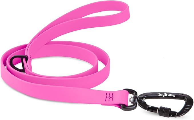 DogTraxs - Essential Dog Leash - Biothane Training Lead - for Small-Large Dogs - Waterproof & Odor Resistant - Self Locking Swivel Carabiner Durable - Made in USA - 3 Feet - Pink
